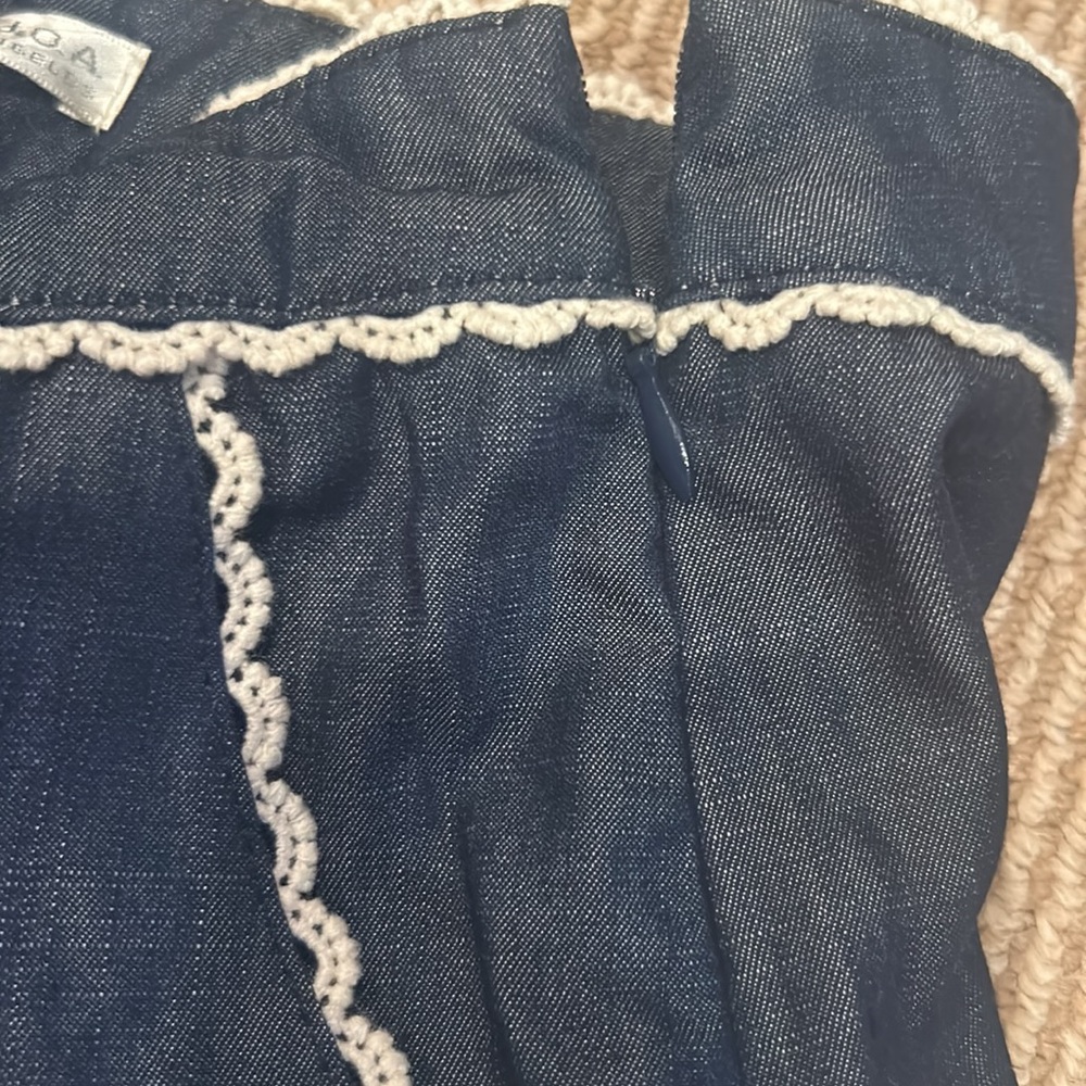 NWT ANTHRO J.O.A. High Waist Blue and White Embroidered Shorts size large - Picture 7 of 10